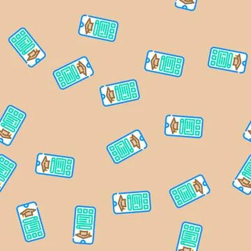 Elearning app education platform vector seamless pattern Stock Illustration