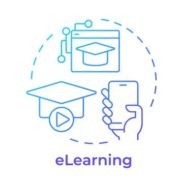 Elearning blue gradient concept icon Illustrazione stock