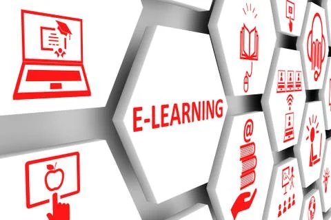 ELEARNING concept cell background 3d illustration 스톡 일러스트