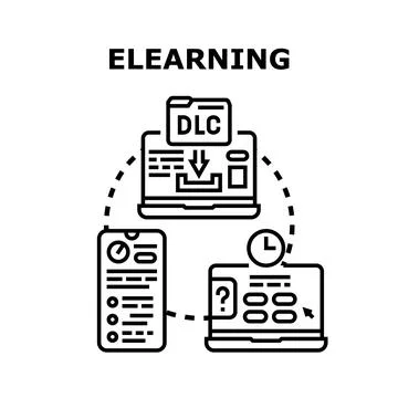 Elearning digital content access and online education system Stock Illustration