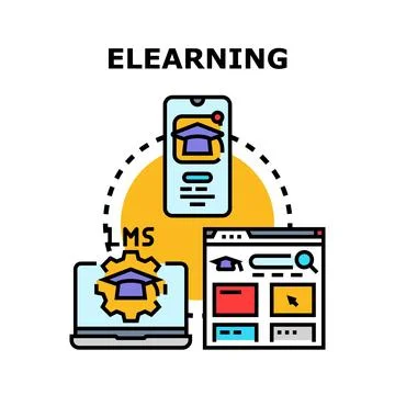 Elearning digital education system for online distance learning Illustrazione stock