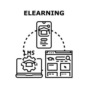 Elearning digital education system for online distance learning Stock Illustration
