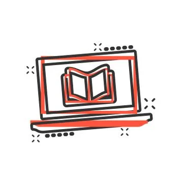 Elearning education icon in comic style. Study vector cartoon illustration pi Stockillustratie