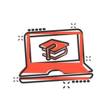 Elearning education icon in comic style. Study vector cartoon illustration pi Stockillustratie