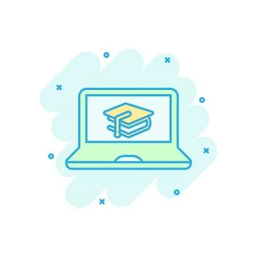 Elearning education icon in comic style. Study vector cartoon illustration pi 스톡 일러스트