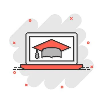 Elearning education icon in comic style. Study vector cartoon illustration pi Stockillustratie