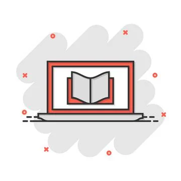 Elearning education icon in comic style. Study vector cartoon illustration pi Stock Illustration