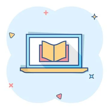 Elearning education icon in comic style. Study vector cartoon illustration pi イラスト素材