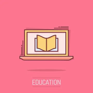 Elearning education icon in comic style. Study vector cartoon illustration .. イラスト素材