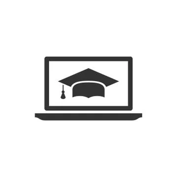 Elearning education icon in flat style. Study vector illustration on white is Stock Illustration