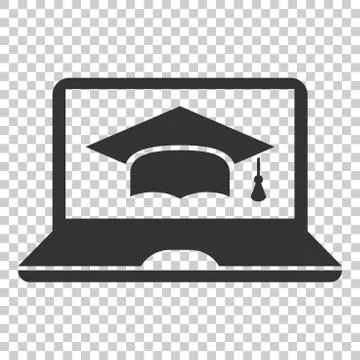 Elearning education icon in flat style. Study vector illustration on isolated Stock Illustration