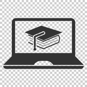 Elearning education icon in flat style. Study vector illustration on isolated Stock Illustration