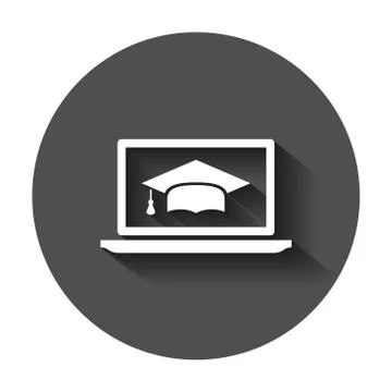 Elearning education icon in flat style. Study vector illustration with long s Stockillustratie