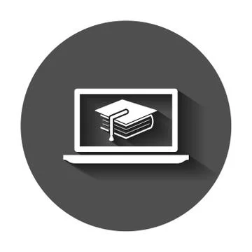 Elearning education icon in flat style. Study vector illustration with long s 스톡 일러스트