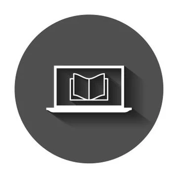 Elearning education icon in flat style. Study vector illustration with long s Stock Illustration