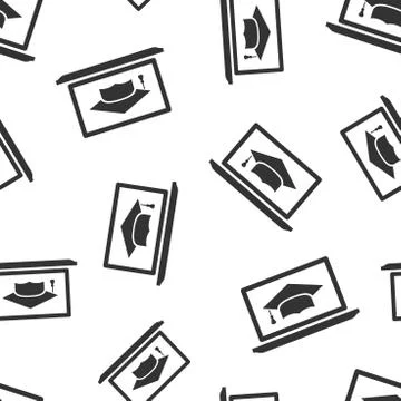 Elearning education icon seamless pattern background. Study vector illustrati 스톡 일러스트