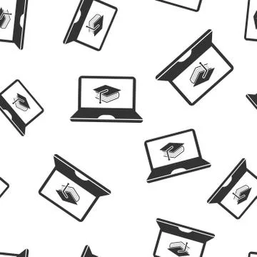 Elearning education icon seamless pattern background. Study vector illustrati 스톡 일러스트