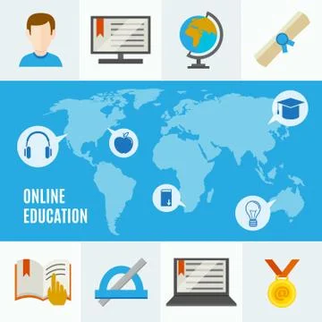 Elearning Flat Concept Stock Illustration