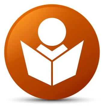 Elearning icon brown round button 스톡 일러스트