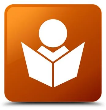 Elearning icon brown square button Stock Illustration