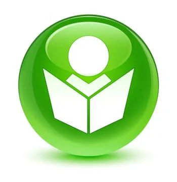 Elearning icon glassy green round button イラスト素材