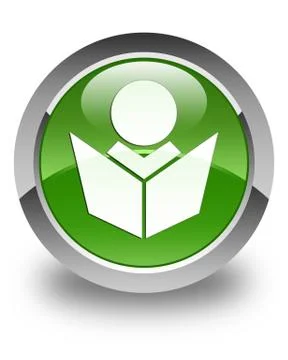 Elearning icon glossy soft green round button イラスト素材