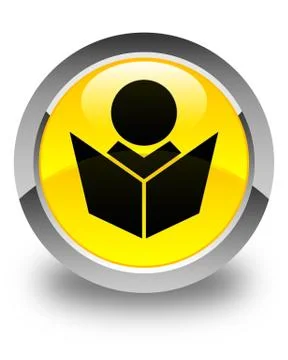 Elearning icon glossy yellow round button 스톡 일러스트