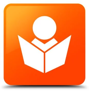 Elearning icon orange square button Stock Illustration