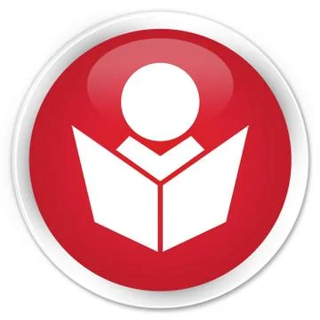 Elearning icon premium red round button Stock Illustration