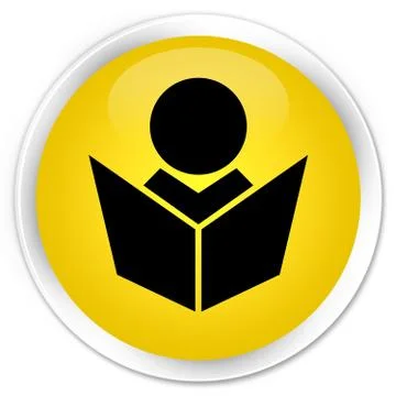 Elearning icon premium yellow round button Stock Illustration