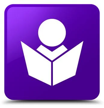 Elearning icon purple square button Stock Illustration