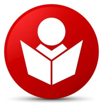 Elearning icon red round button 스톡 일러스트