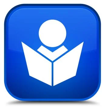 Elearning icon special blue square button Illustrazione stock