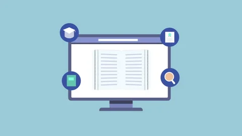 ELearning online classes, digital tutor courses 2d Animation with Alpha Matte Stock Footage 335917666