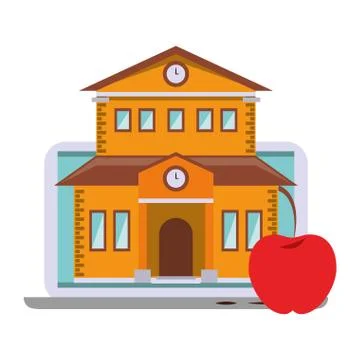Elearning online education and knowledge symbols Illustrazione stock