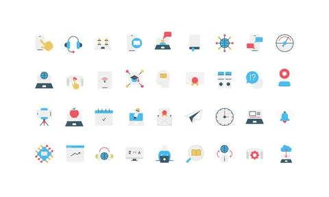 Elearning, online school and course, digital education platform, knowledge color Stock Illustration