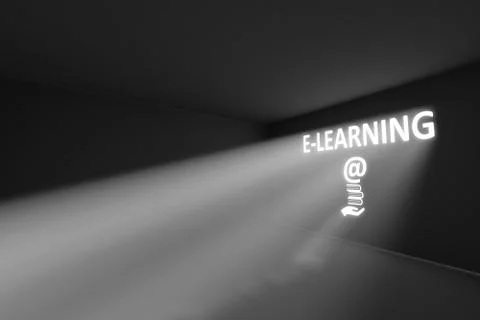 ELEARNING rays volume light concept 3d illustration Stock Illustration