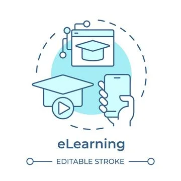 Elearning soft blue concept icon Stock Illustration