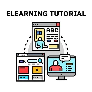 Elearning tutorial concept for online education process 스톡 일러스트