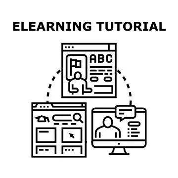 Elearning tutorial concept for online education process 스톡 일러스트