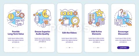 Elearning video tips onboarding mobile app screen Stockillustratie