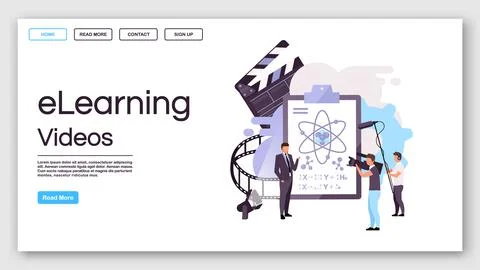 Elearning videos landing page vector template Stock Illustration
