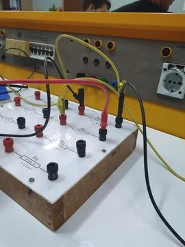 Elecronics experiment cables Stock Photos