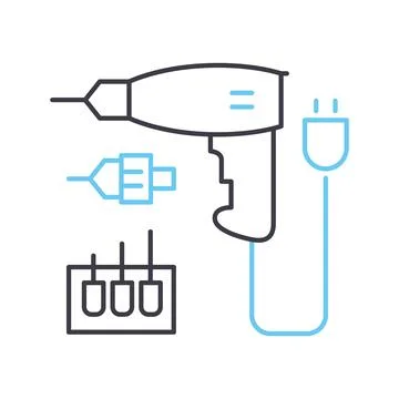 Electic screwdriver line icon, outline symbol, vector illustration, concept sign Stock Illustration