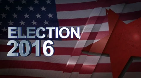 Election 2016 3D Motion Graphics With American Flag Background Looping Stock Footage 68691599