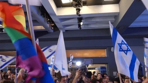Election 2019 israel flags Stock Footage 110841500