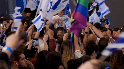 Election 2019 israel flags 스톡 동영상 110841515