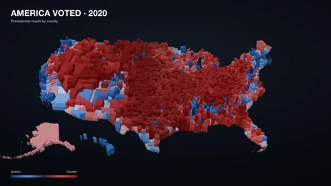 Election 2020 county 3d relief dark 4k Stock-Footage 340439514