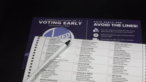 Election 2024 Voting Booth Close up Trump Harris Presidential election 4k video Stock Footage 290455696