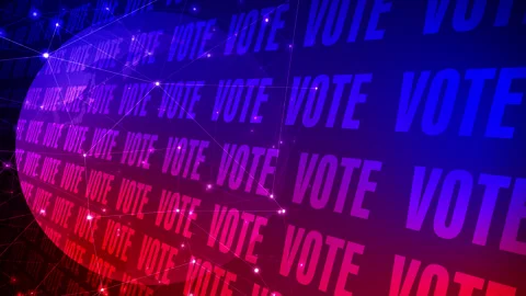 Election background featuring vote words and world globe in political backdrop Video stock 269016358